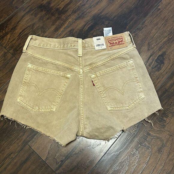 NWT Levis Shorts Womens 27 Tan 501 Button Fly Cut Off High Rise Jean Denim - Picture 12 of 12